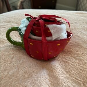World Market Hand Painted Ceramic Strawberry Figural Measuring Cups $17